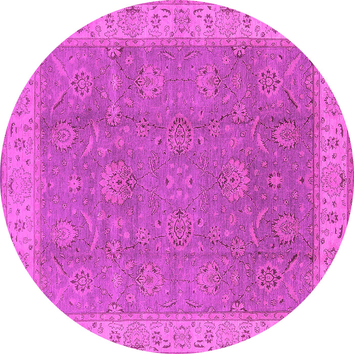 Round Machine Washable Oriental Pink Traditional Rug, wshurb504pnk