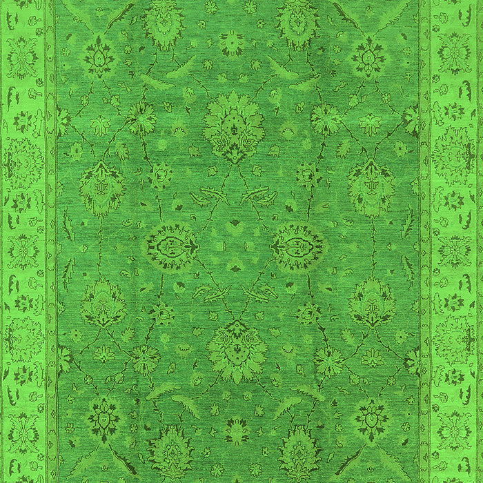 Machine Washable Oriental Green Traditional Area Rugs, wshurb504grn