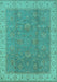 Machine Washable Oriental Turquoise Traditional Area Rugs, wshurb504turq