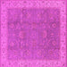 Square Machine Washable Oriental Pink Traditional Rug, wshurb504pnk