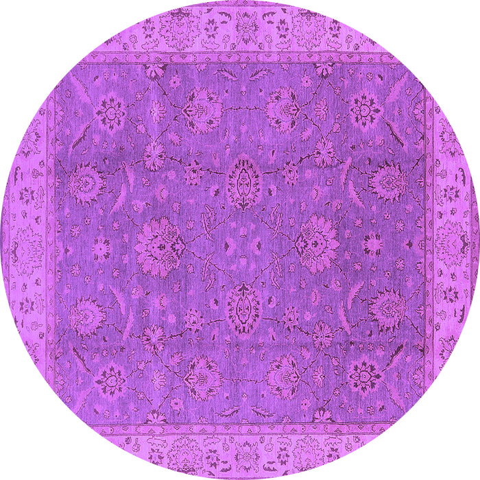 Round Oriental Purple Traditional Rug, urb504pur