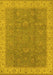 Machine Washable Oriental Yellow Traditional Rug, wshurb504yw