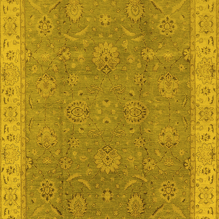 Machine Washable Oriental Yellow Traditional Rug, wshurb504yw