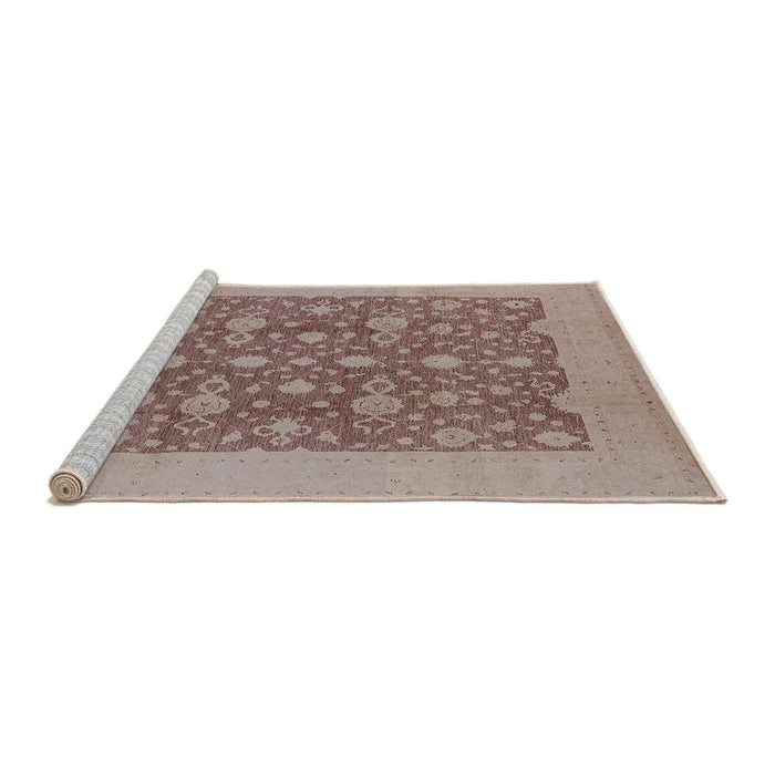 Sideview of Machine Washable Industrial Modern Dark Almond Brown Rug, wshurb505