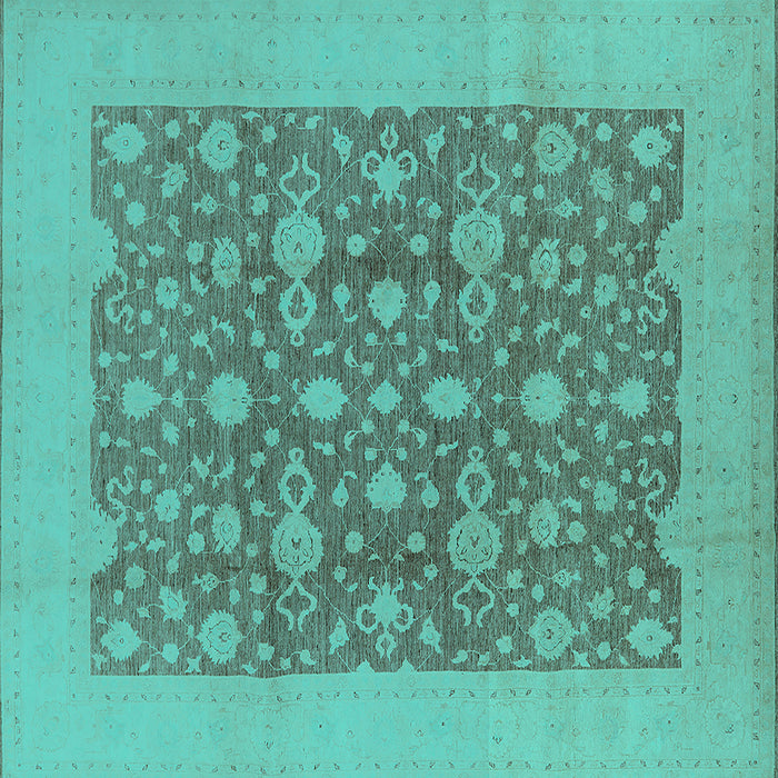 Square Oriental Turquoise Traditional Rug, urb505turq