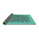 Sideview of Oriental Turquoise Traditional Rug, urb505turq