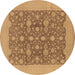 Round Oriental Brown Traditional Rug, urb505brn