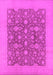 Machine Washable Oriental Pink Traditional Rug, wshurb505pnk