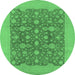 Round Oriental Emerald Green Traditional Rug, urb505emgrn