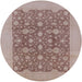 Round Machine Washable Industrial Modern Dark Almond Brown Rug, wshurb505