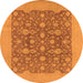 Round Oriental Orange Traditional Rug, urb505org