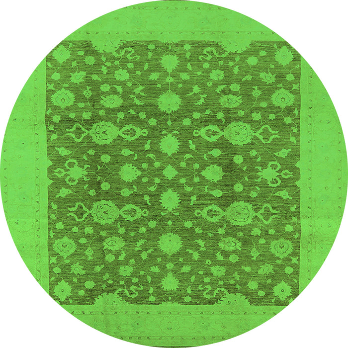 Round Oriental Green Traditional Rug, urb505grn