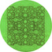 Round Oriental Green Traditional Rug, urb505grn