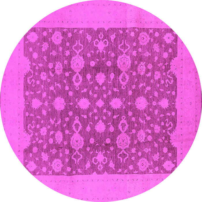 Round Machine Washable Oriental Pink Traditional Rug, wshurb505pnk