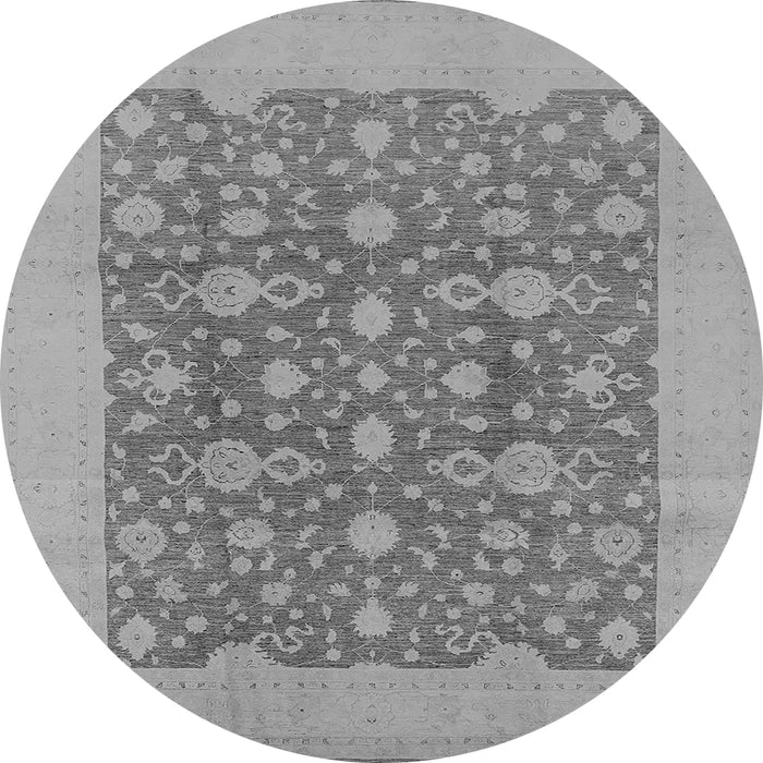 Round Machine Washable Oriental Gray Traditional Rug, wshurb505gry