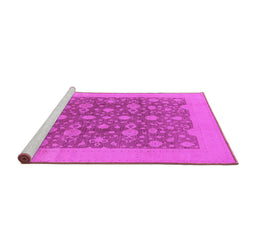 Sideview of Machine Washable Oriental Pink Traditional Rug, wshurb505pnk