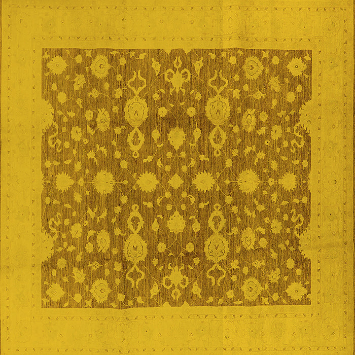 Square Machine Washable Oriental Yellow Traditional Rug, wshurb505yw