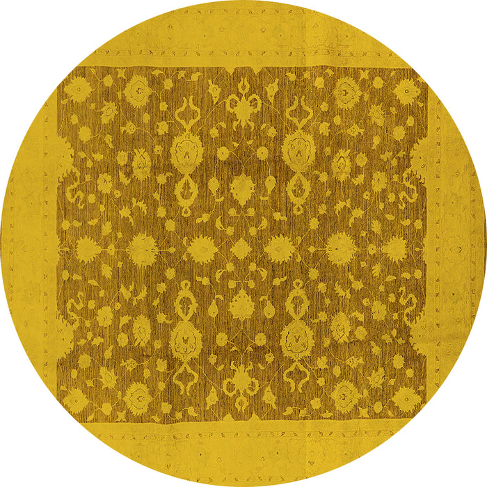 Round Oriental Yellow Traditional Rug, urb505yw