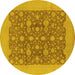 Round Oriental Yellow Traditional Rug, urb505yw