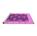 Sideview of Machine Washable Oriental Pink Traditional Rug, wshurb506pnk