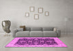 Machine Washable Oriental Pink Traditional Rug in a Living Room, wshurb506pnk