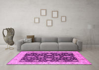 Machine Washable Oriental Pink Traditional Rug, wshurb506pnk