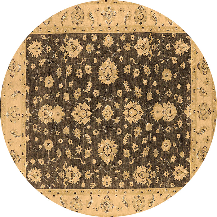 Round Oriental Brown Traditional Rug, urb506brn