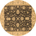 Round Oriental Brown Traditional Rug, urb506brn