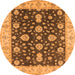 Round Machine Washable Oriental Orange Traditional Area Rugs, wshurb506org