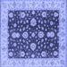 Square Machine Washable Oriental Blue Traditional Rug, wshurb506blu