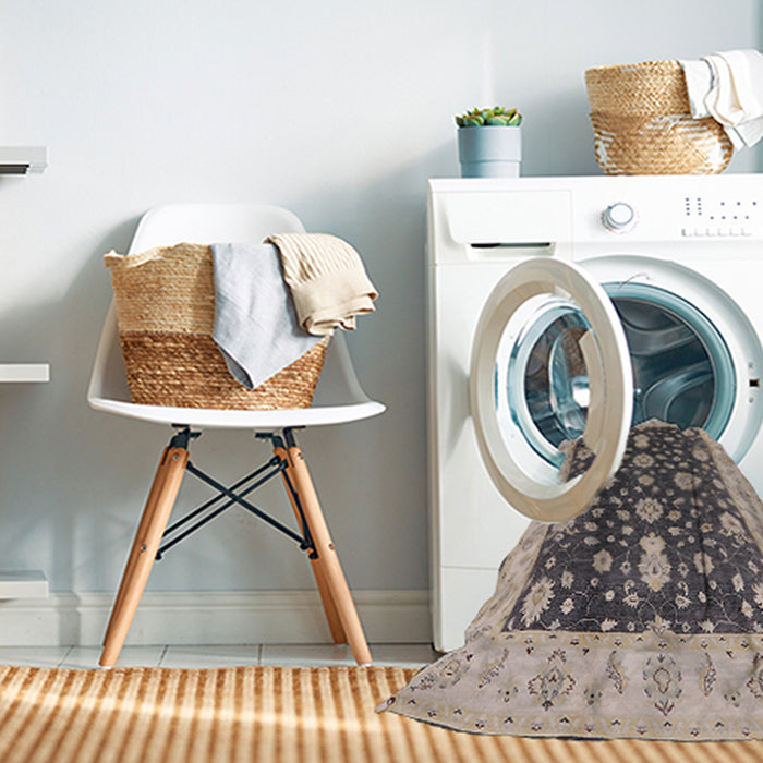 Machine Washable Industrial Modern Purple Rug in a Washing Machine, wshurb506