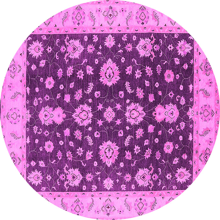 Round Oriental Pink Traditional Rug, urb506pnk