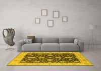 Machine Washable Oriental Yellow Traditional Rug, wshurb506yw