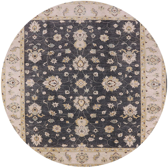 Round Mid-Century Modern Purple Oriental Rug, urb506