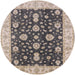 Round Mid-Century Modern Purple Oriental Rug, urb506