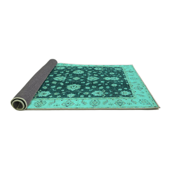 Sideview of Oriental Turquoise Traditional Rug, urb506turq