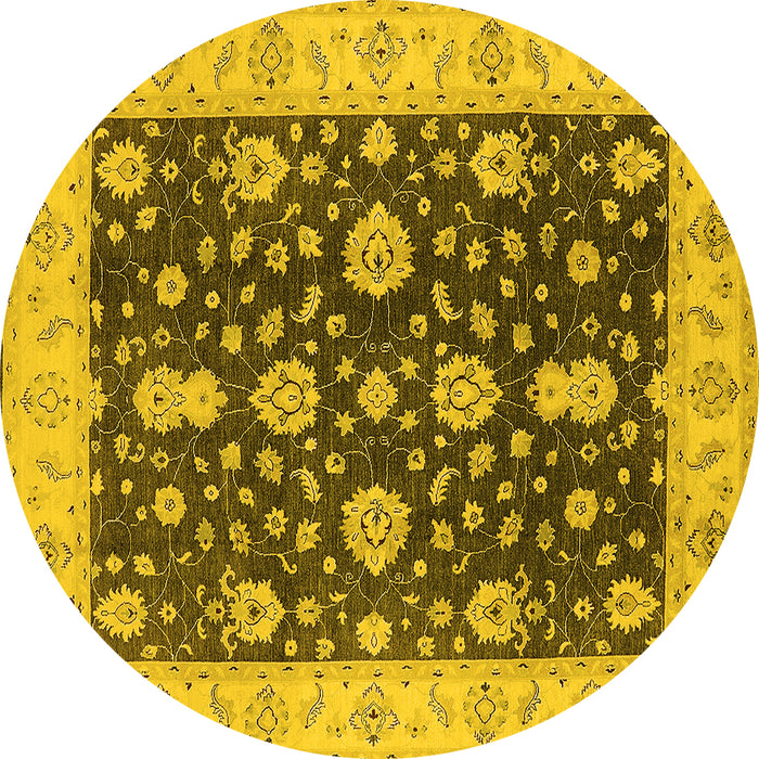 Round Oriental Yellow Traditional Rug, urb506yw