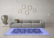 Machine Washable Oriental Blue Traditional Rug in a Living Room, wshurb506blu