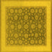 Square Machine Washable Oriental Yellow Traditional Rug, wshurb507yw