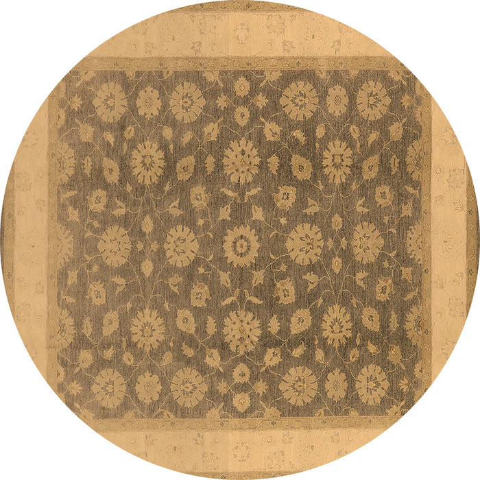 Round Oriental Brown Traditional Rug, urb507brn