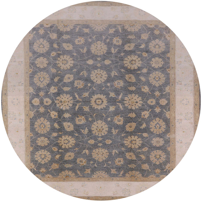 Round Mid-Century Modern Army Brown Oriental Rug, urb507