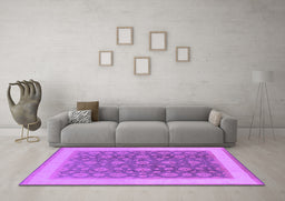 Machine Washable Oriental Purple Traditional Area Rugs in a Living Room, wshurb507pur
