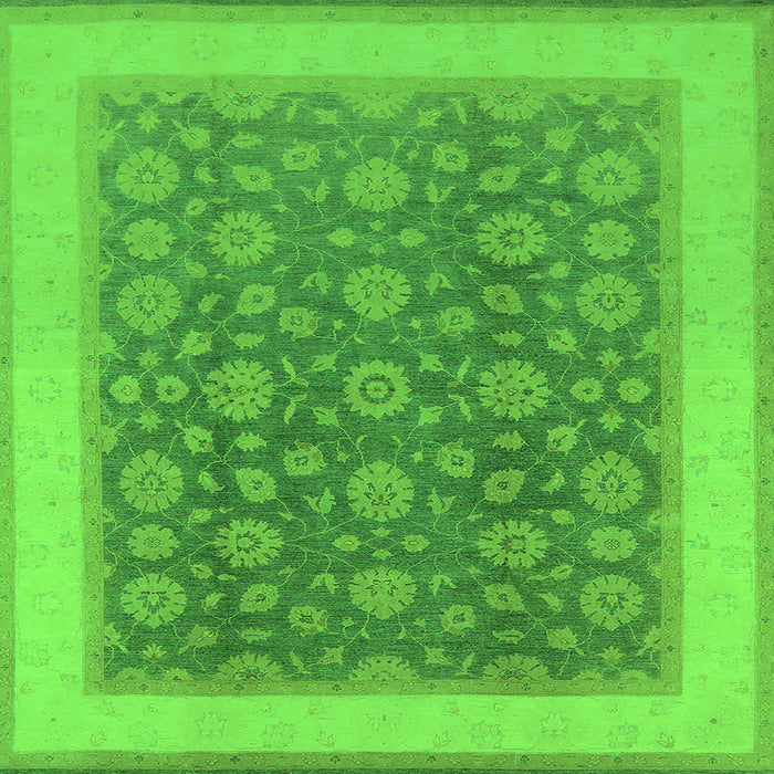 Square Machine Washable Oriental Green Traditional Area Rugs, wshurb507grn