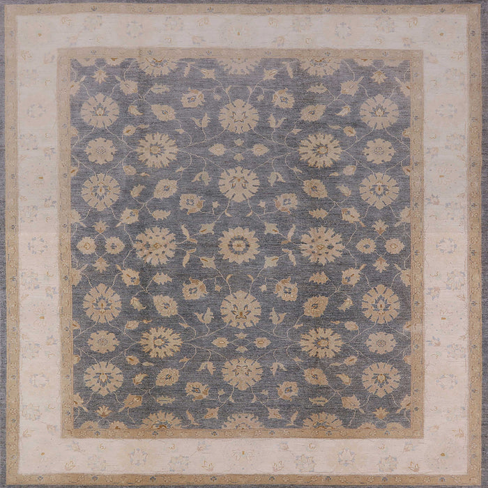 Square Mid-Century Modern Army Brown Oriental Rug, urb507