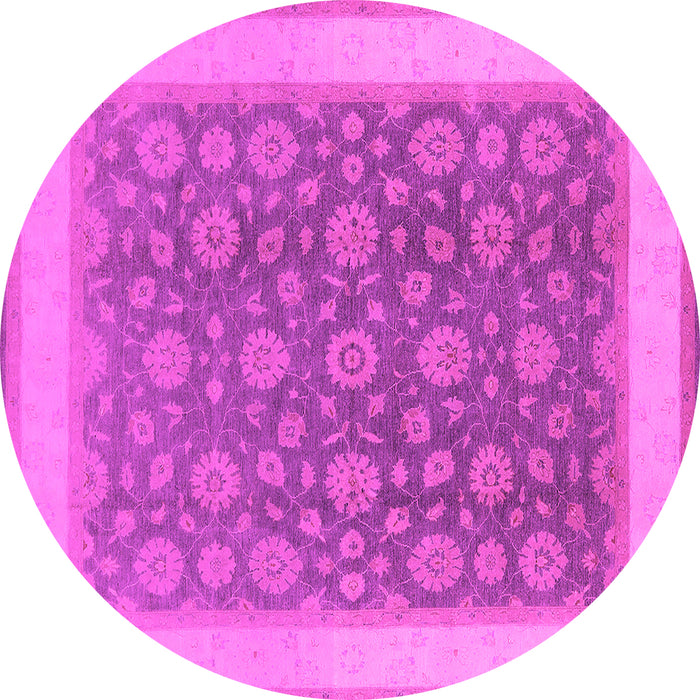 Round Machine Washable Oriental Pink Traditional Rug, wshurb507pnk