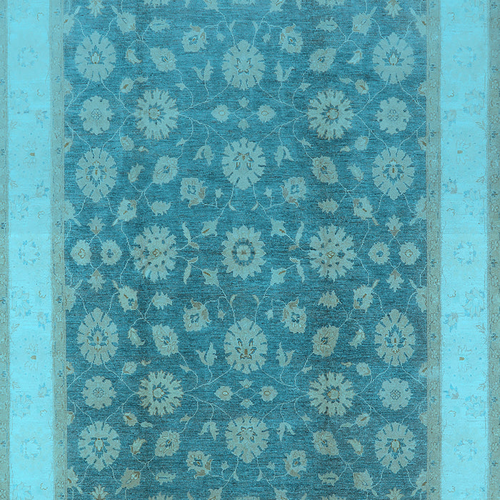 Machine Washable Oriental Light Blue Traditional Rug, wshurb507lblu