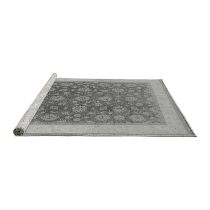 Sideview of Machine Washable Oriental Gray Traditional Rug, wshurb507gry
