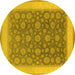Round Oriental Yellow Traditional Rug, urb507yw