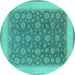 Round Oriental Turquoise Traditional Rug, urb507turq