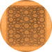 Round Machine Washable Oriental Orange Traditional Area Rugs, wshurb507org